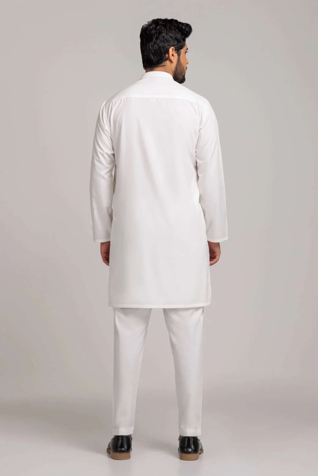WHITE-BLENDED-KURTA PAJAMA TROUSER (KSS23-013) - Image 4