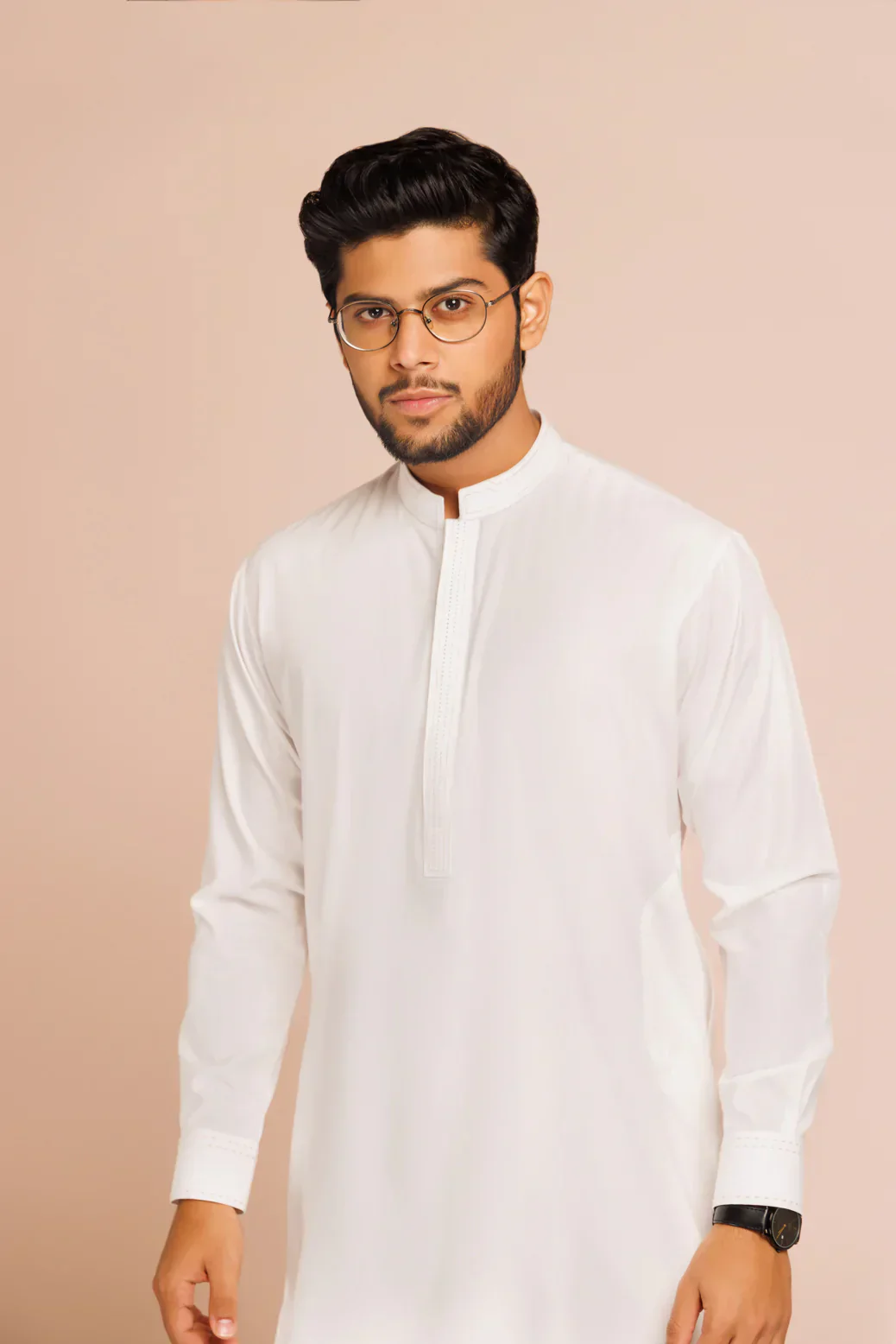 WHITE-BLENDED-KURTA PAJAMA TROUSER (KSS23-023) - Image 2