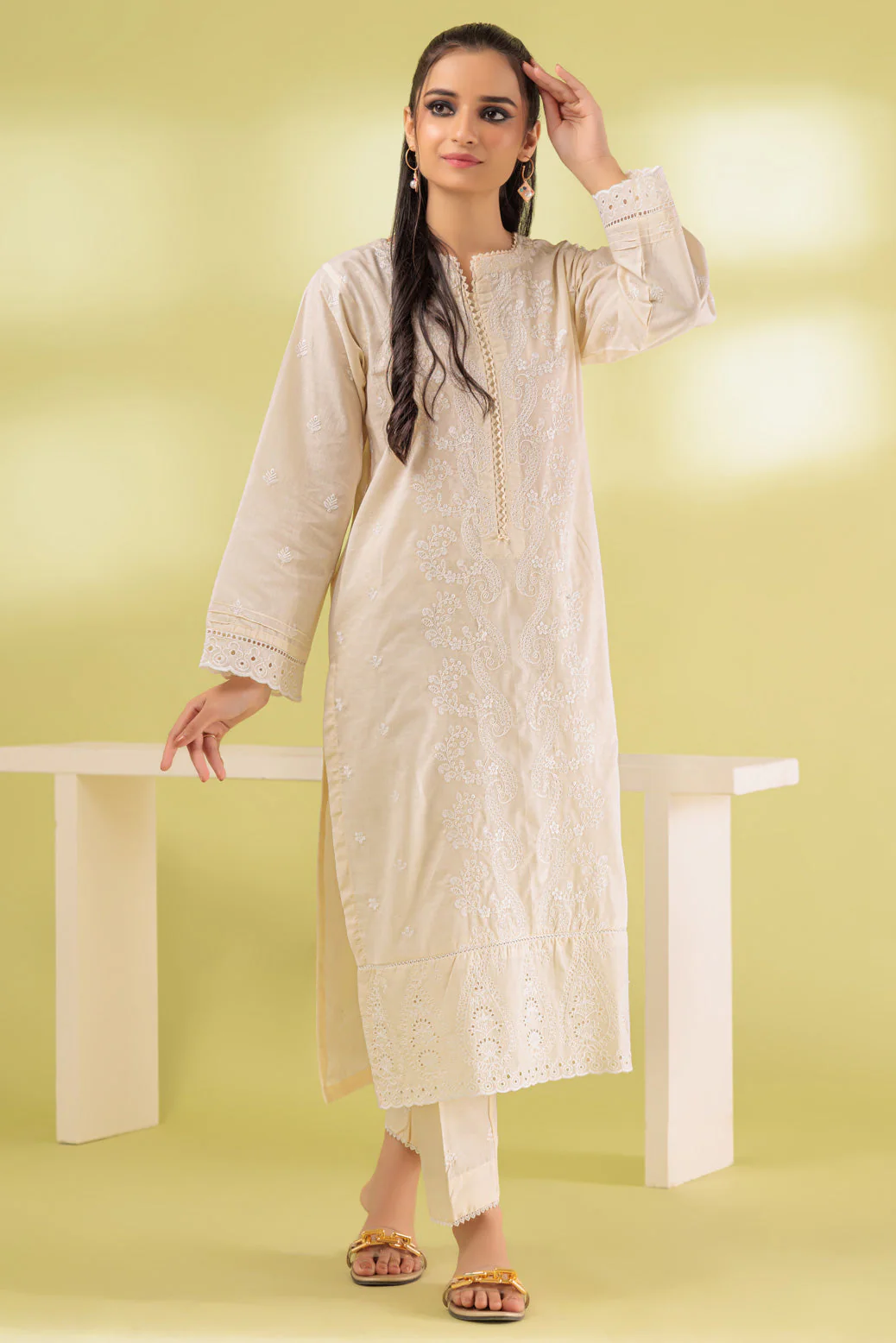 WHITE-CAMBRIC-2 PIECE (SHS232P05) - Image 3