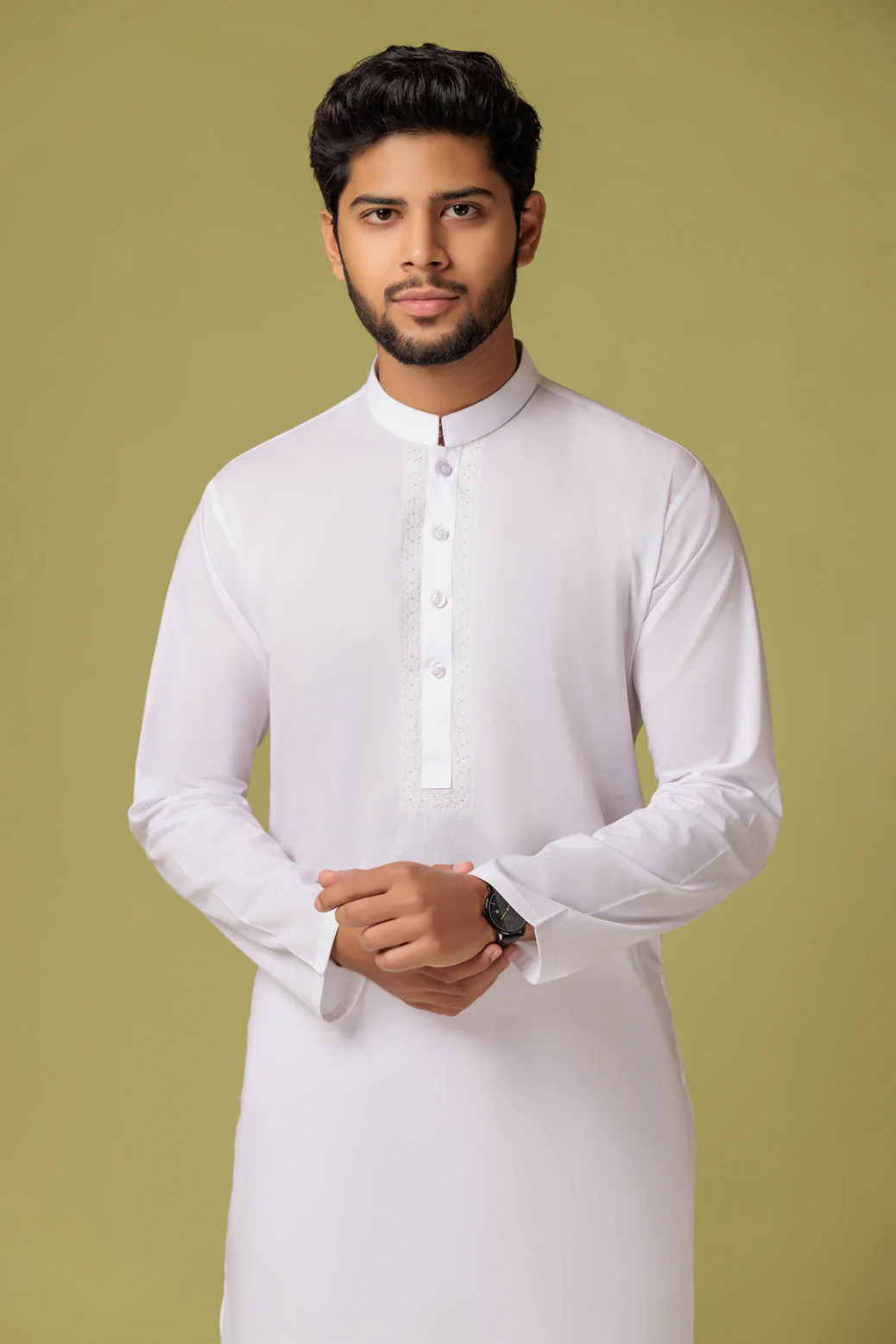 WHITE-COTTON-KURTA PAJAMA TROUSER - (KSS23-058) - Image 2