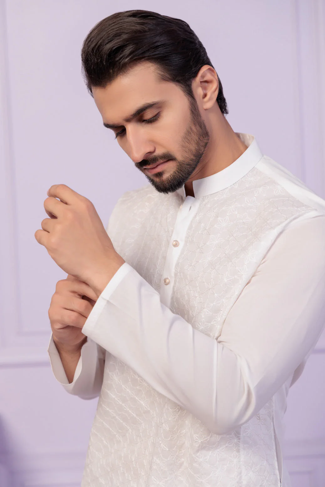WHITE-COTTON-KURTA TROUSER - (KSR24-011) - Image 4