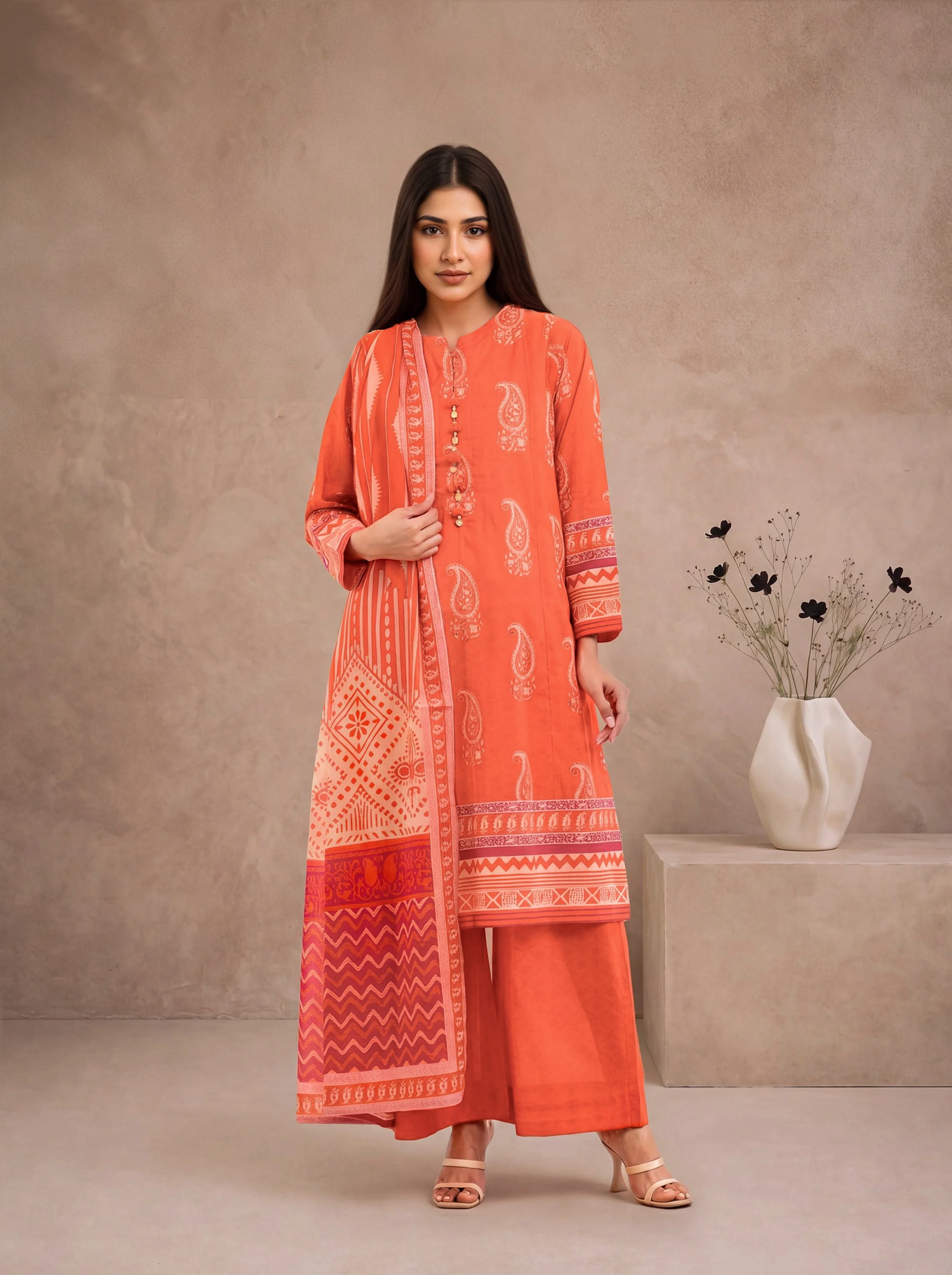 Orange-Lawn-3 Piece (WP3PPBS26B1F47)