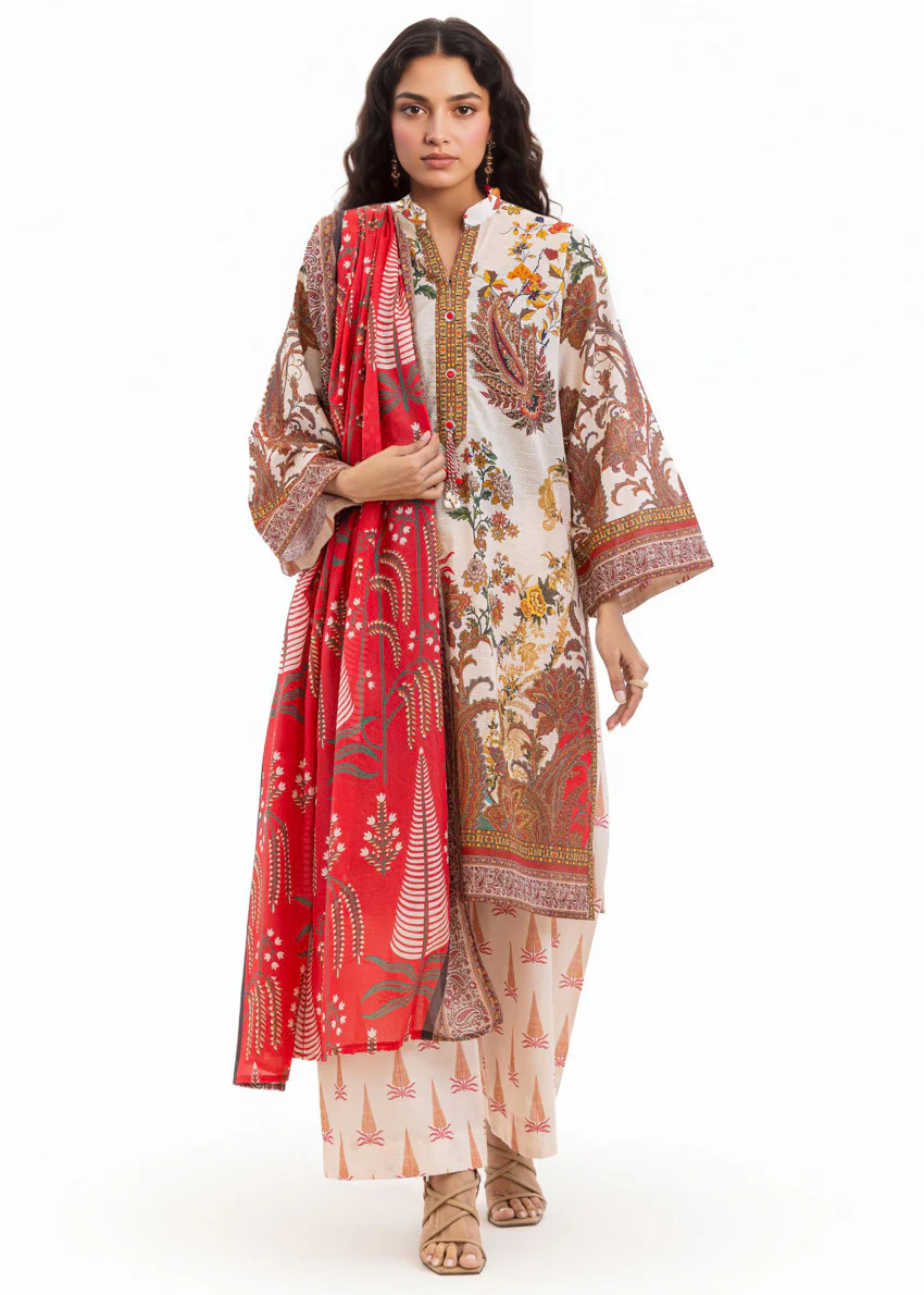 Beige-Slub-Lawn-3 Piece (WP3PPBS26B1F49) - Image 3