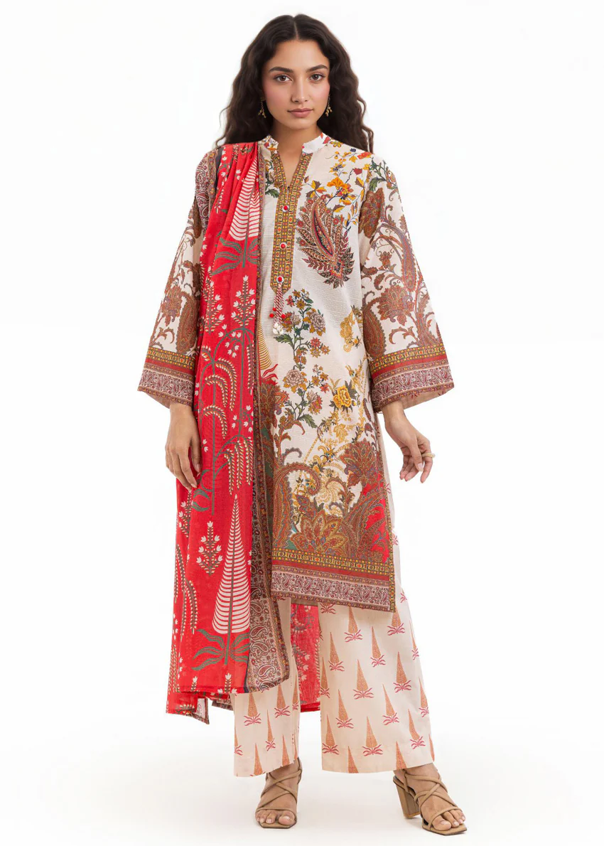 Beige-Slub-Lawn-3 Piece (WP3PPBS26B1F49) - Image 4