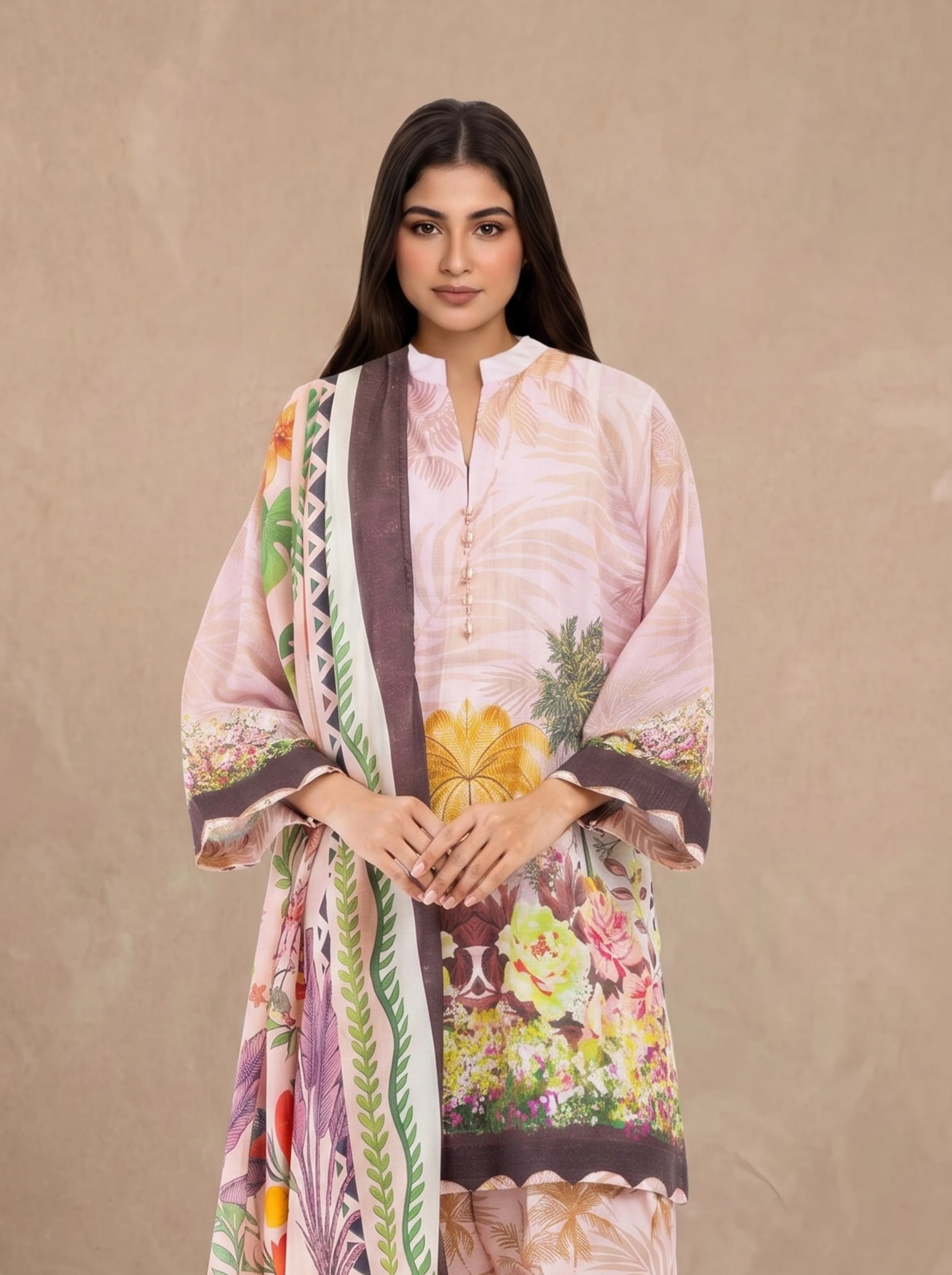 Pink-Slub-Lawn-3 Piece (WP3PPBS26B1F51) - Image 2