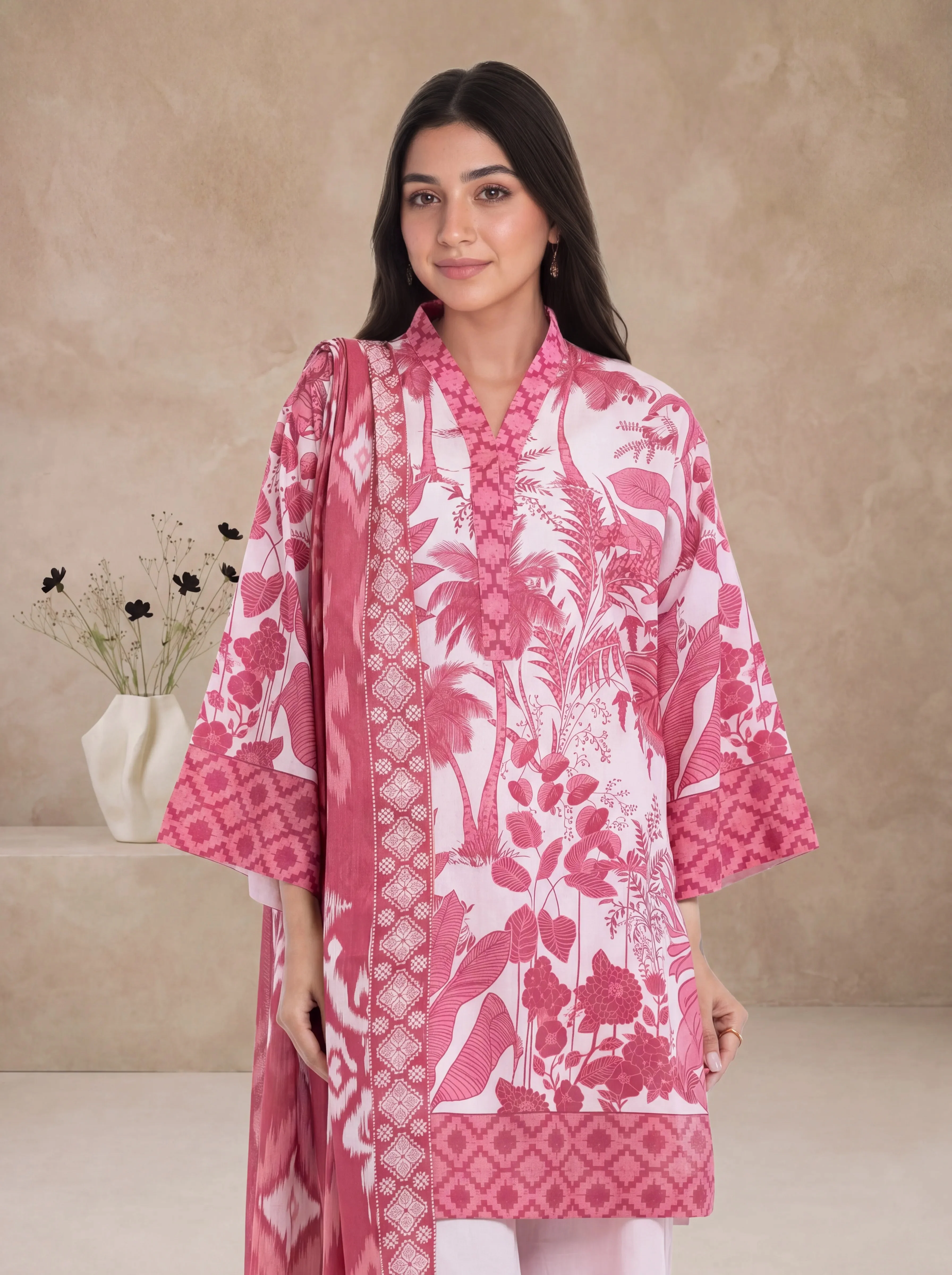 B-Pink-Dobby-Lawn-3 Piece (WP3PPBS26B1F53) - Image 2