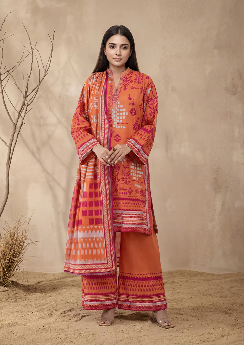 Orange-Slub-Lawn-3 Piece (WP3PPBS26B2M47)