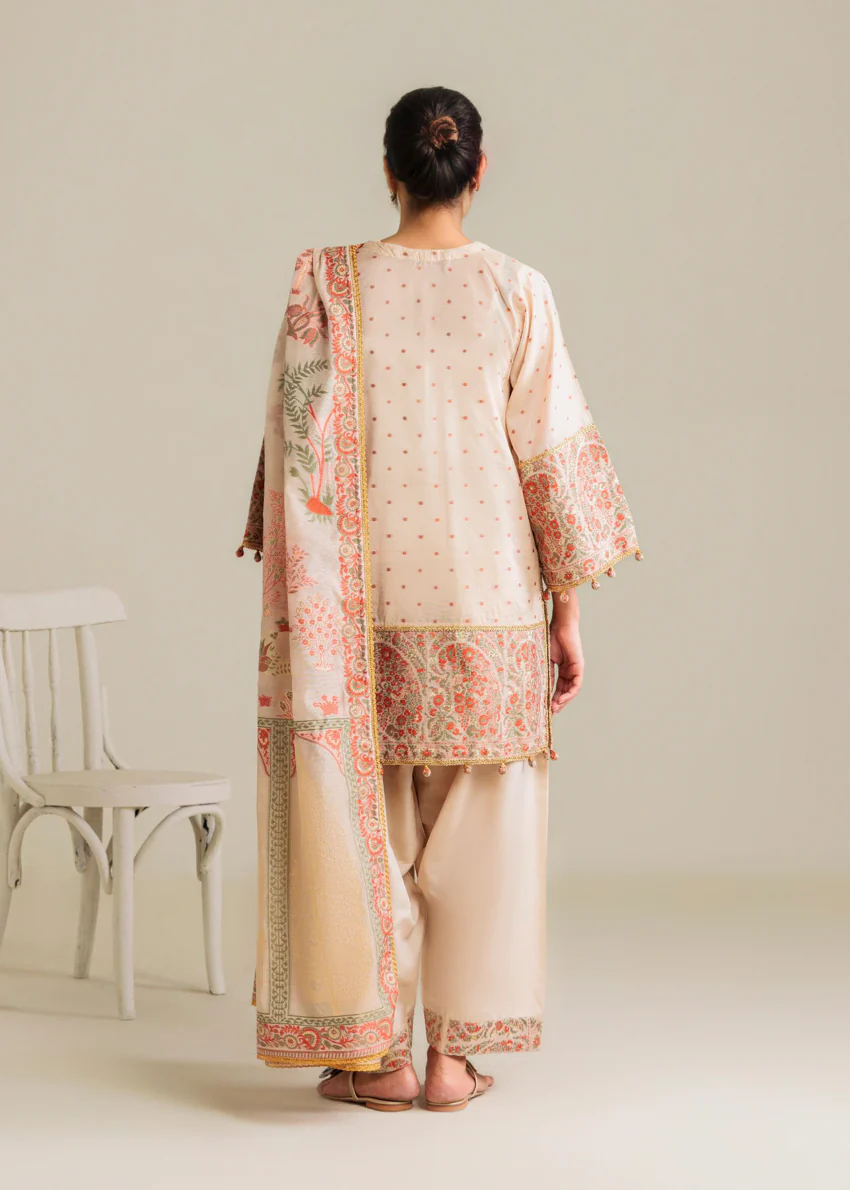 Cream-Jacquard-3 Piece (WP3PSBW25B11D38) - Image 2
