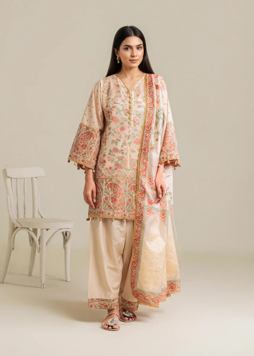 Cream-Jacquard-3 Piece (WP3PSBW25B11D38) - Image 4
