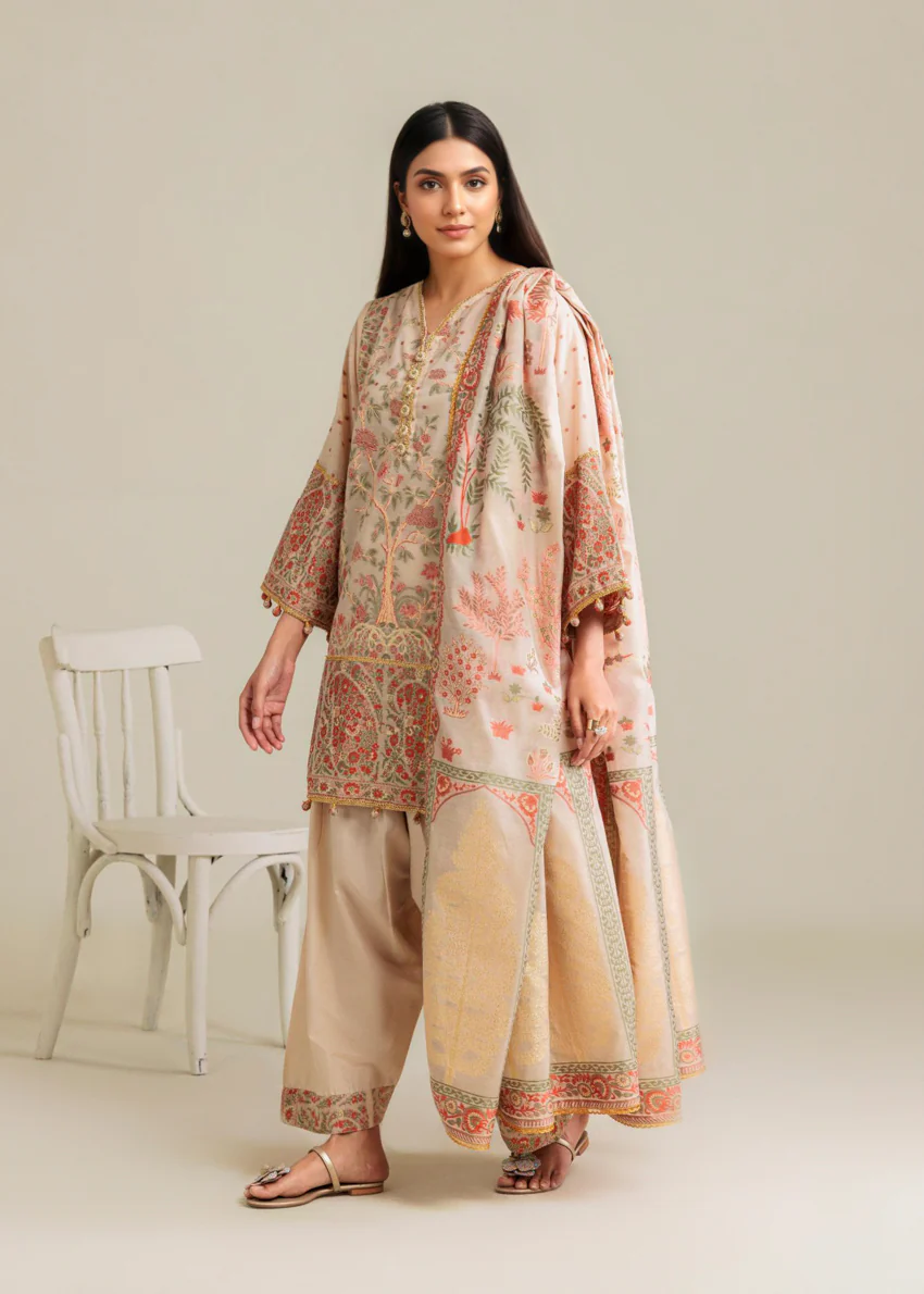 Cream-Jacquard-3 Piece (WP3PSBW25B11D38) - Image 7