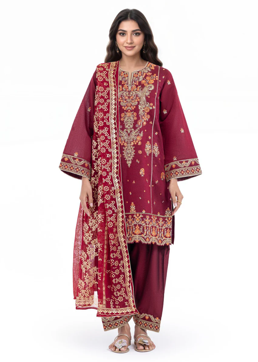 Maroon-Cotton-Net-3 Piece (WP3PSFW25F11D1) - Image 9