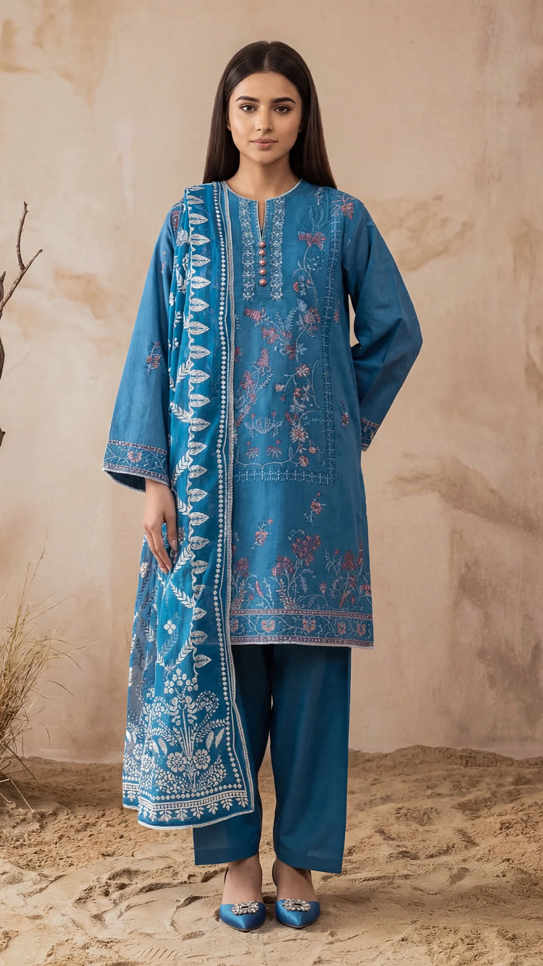 Cyan-Dyed Cotton-3 Piece (WP3PSFW25F11D3)