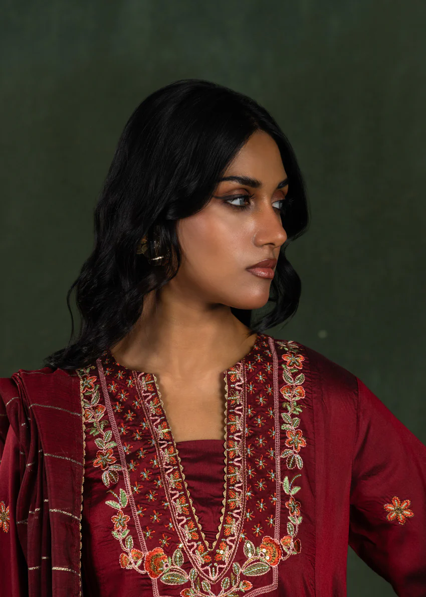Maroon-Cotton-Silk-3 Piece (WP3PSLW25L10N5) - Image 8