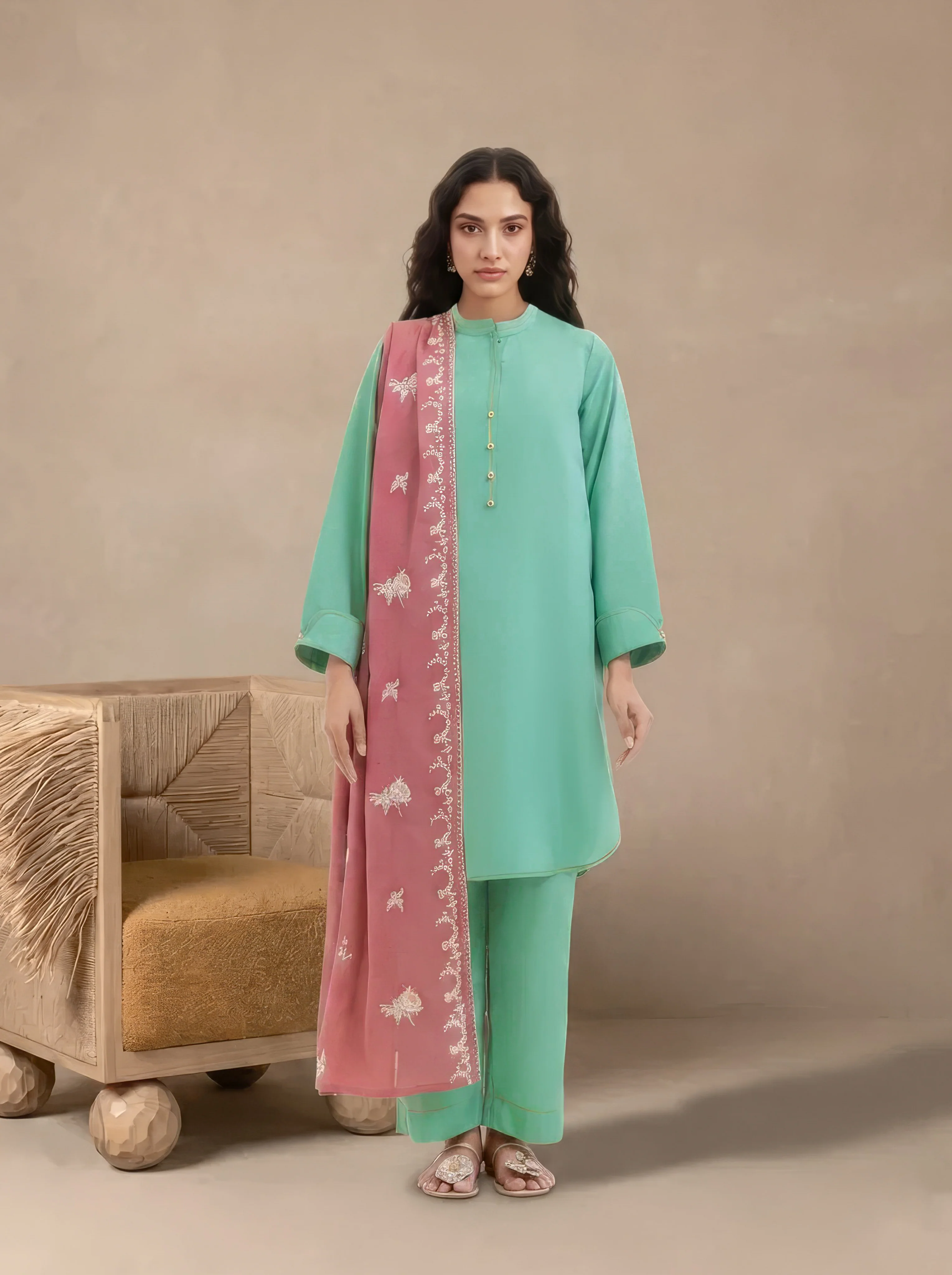 Dyed Cambric Dupatta - (WPDUSBS26F1)