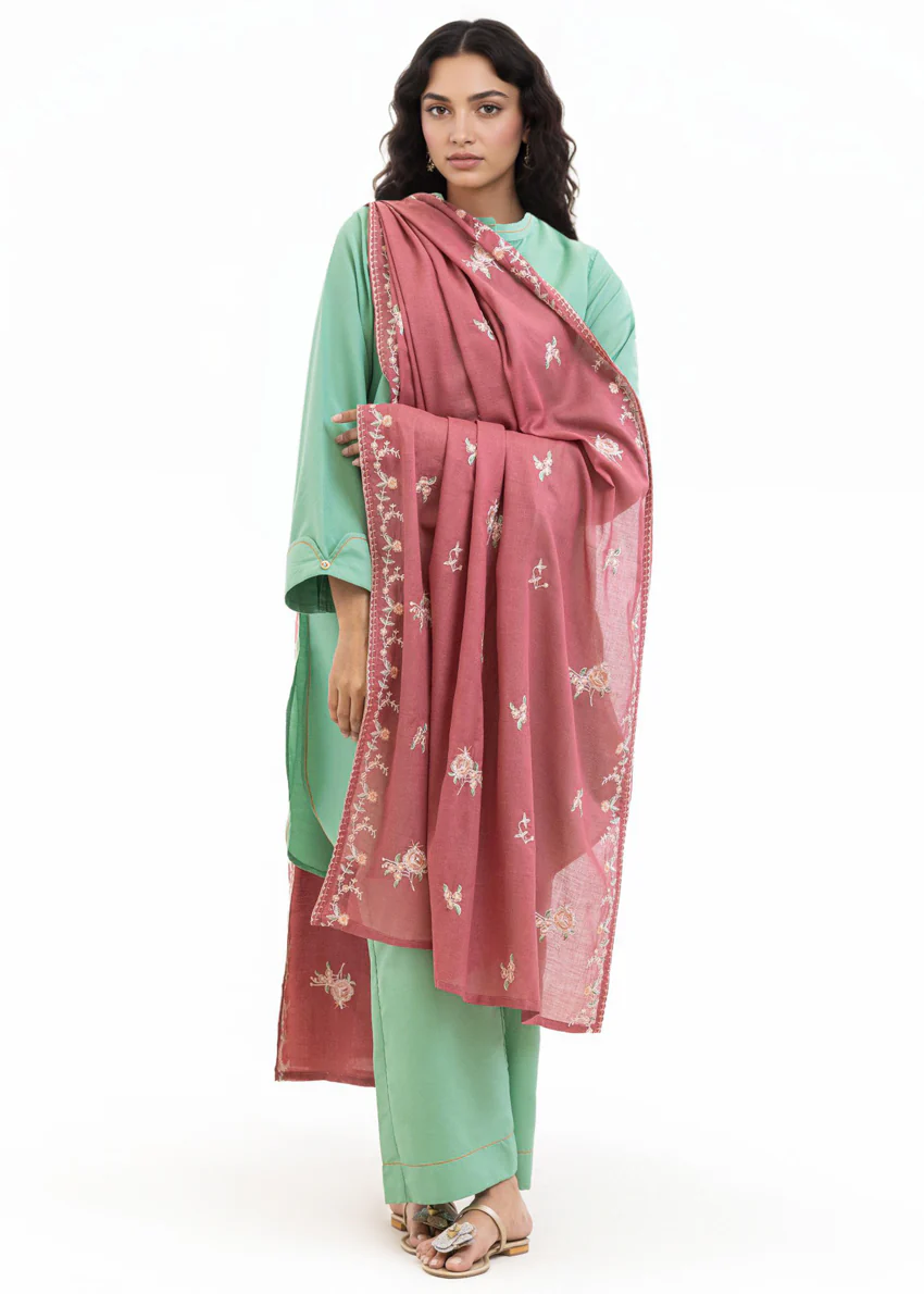 Dyed Cambric Dupatta - (WPDUSBS26F1) - Image 3