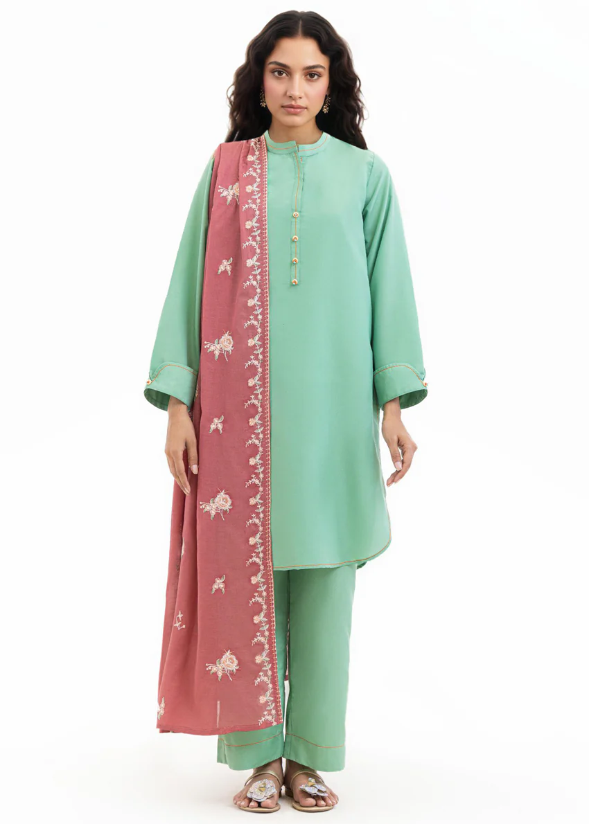 Dyed Cambric Dupatta - (WPDUSBS26F1) - Image 6