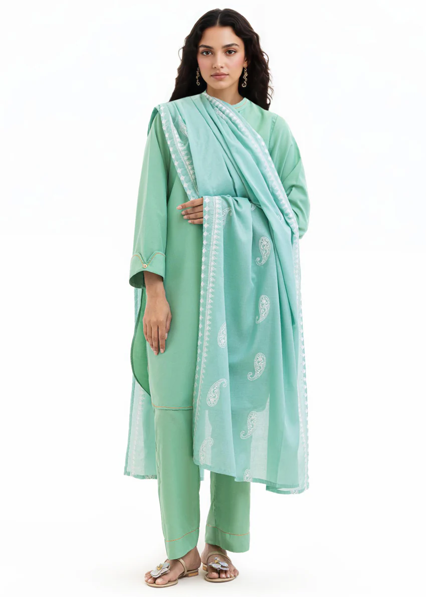 Dyed Cambric Dupatta - (WPDUSBS26F3) - Image 3