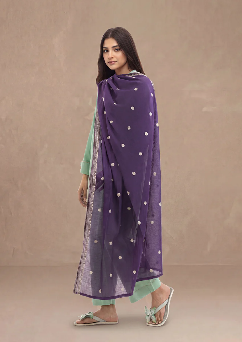 Dyed Cambric Dupatta - (WPDUSBS26F4) - Image 2