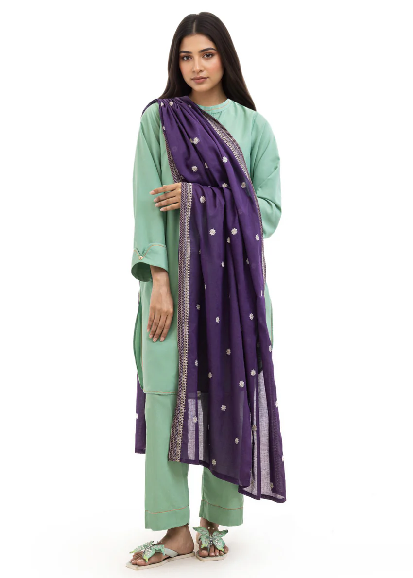 Dyed Cambric Dupatta - (WPDUSBS26F4) - Image 5