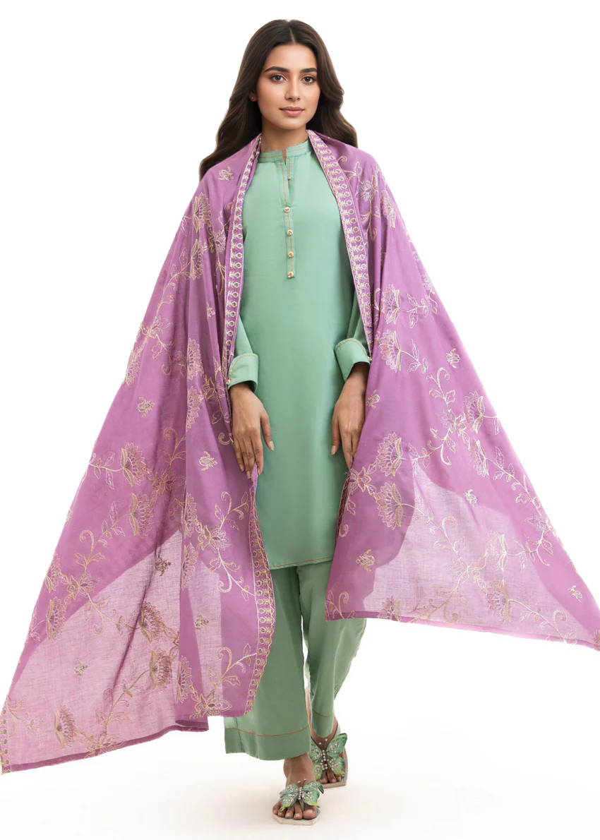 Dyed Cambric Dupatta - (WPDUSBS26F5) - Image 2