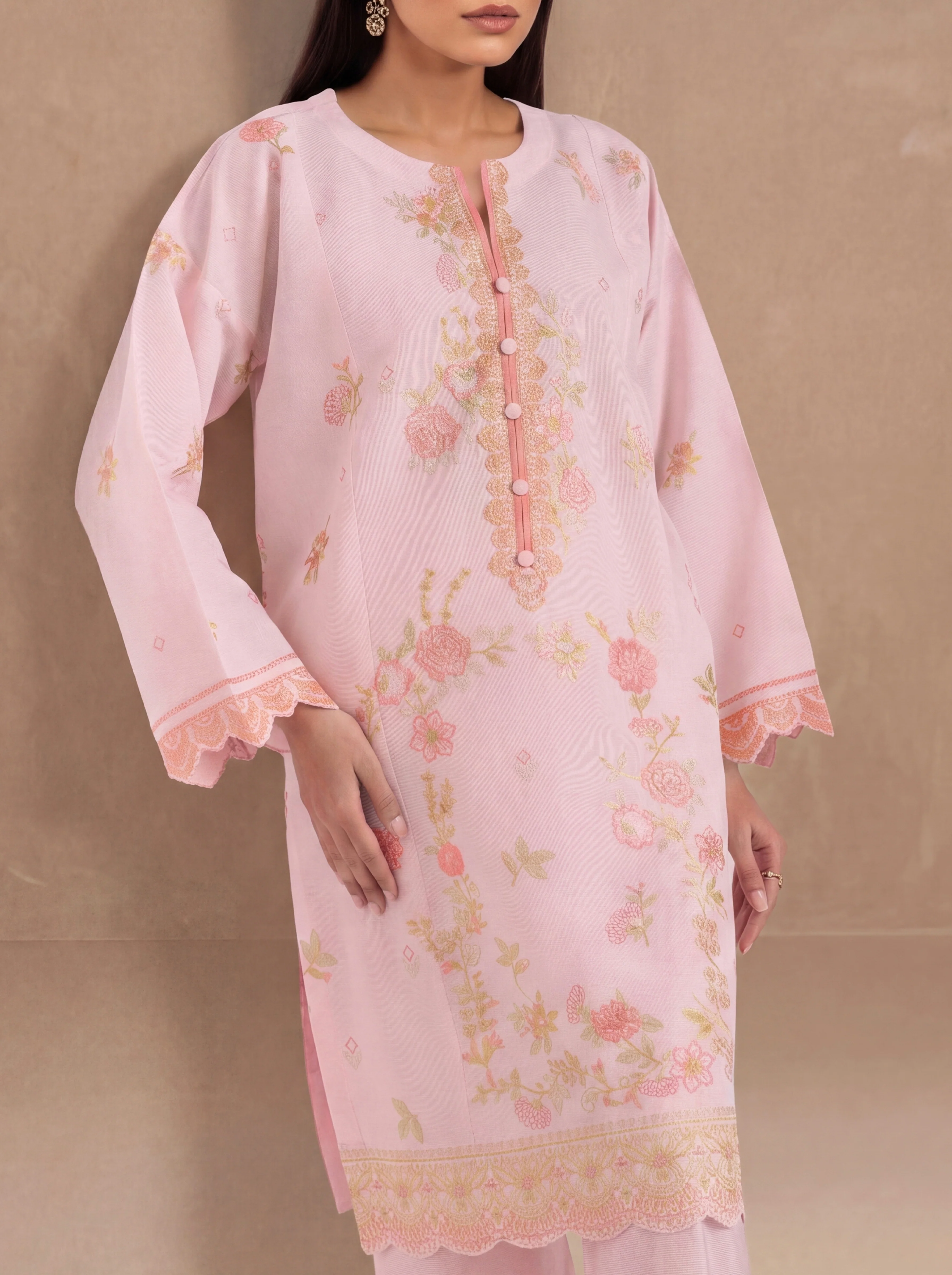 L-Pink-Cotton Silk-2 Piece (WPS252SE3059) - Image 2