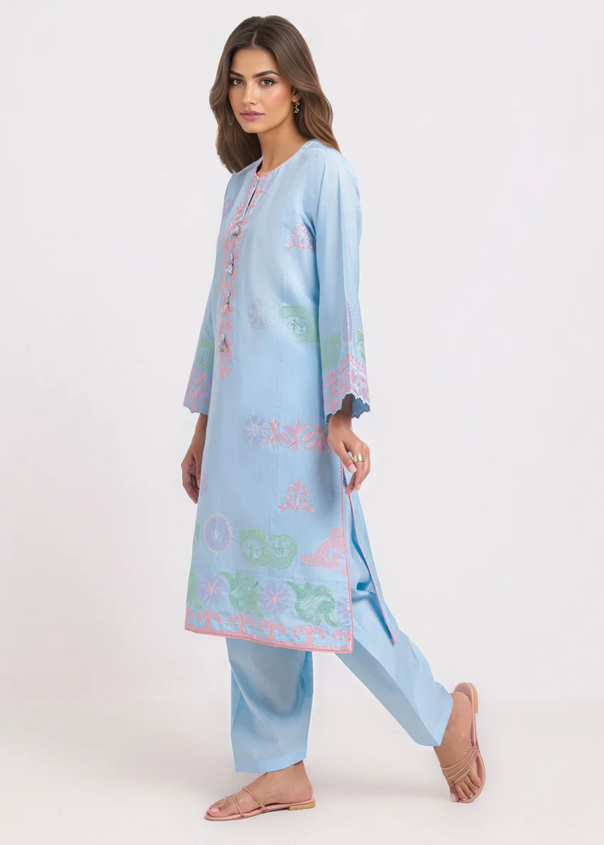 L-Blue-Cotton Silk-2 Piece (WPS252SE3064) - Image 6
