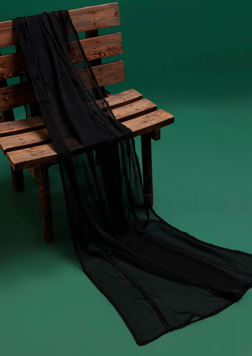 Printed Black Chiffon Dupatta (WPS25CD1003)
