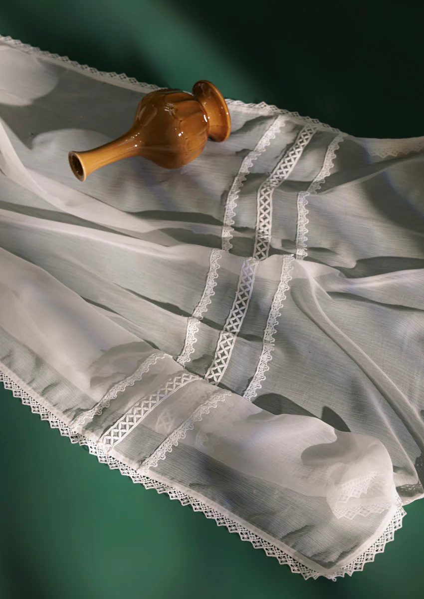 Printed White Chiffon Dupatta (WPS25CD1011) - Image 3