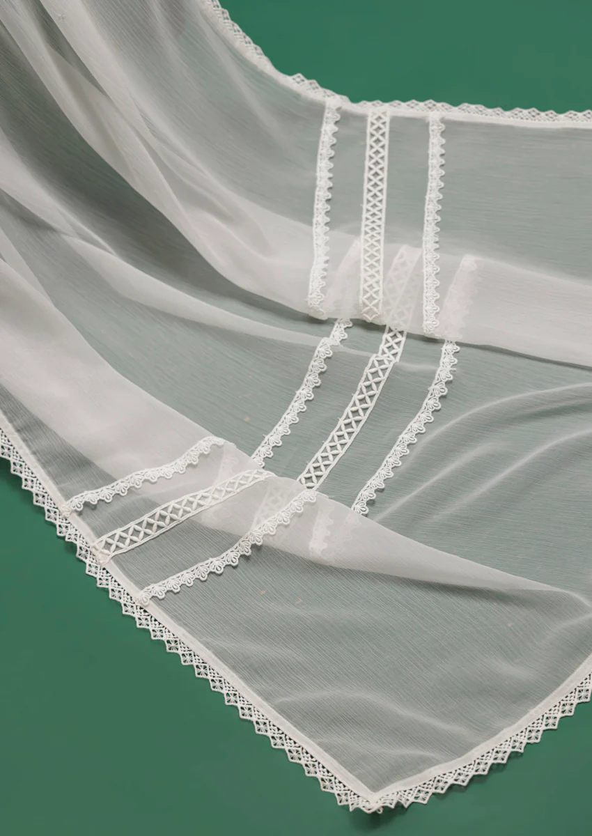 Printed White Chiffon Dupatta (WPS25CD1011) - Image 4