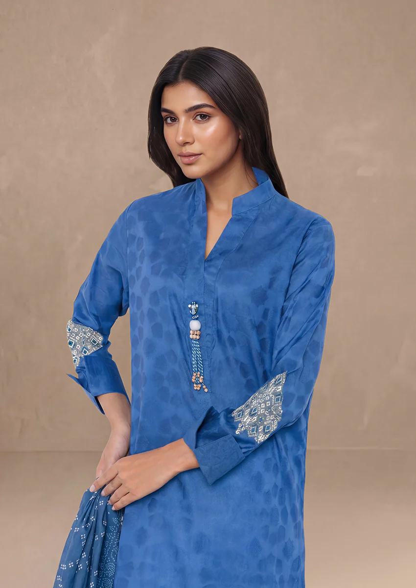 Blue-Jacquard-2 Piece (WPS25DE2039) - Image 2