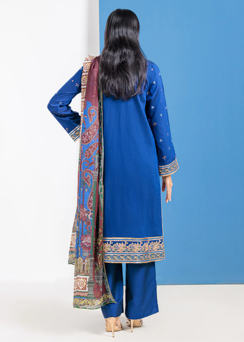Blue-Cotton Silk-3 Piece (WPS25FE3026) - Image 2