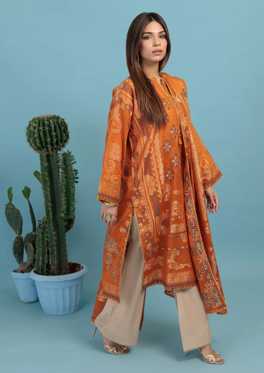 Orange-Jacquard-2 Piece (WPS25JD2003) - Image 4