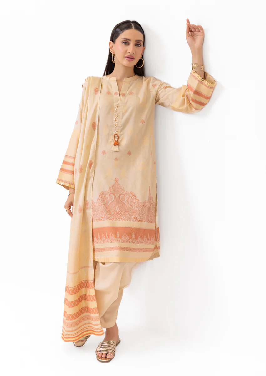 Beige-Jacquard-3 Piece (WPS25JD3002) - Image 3
