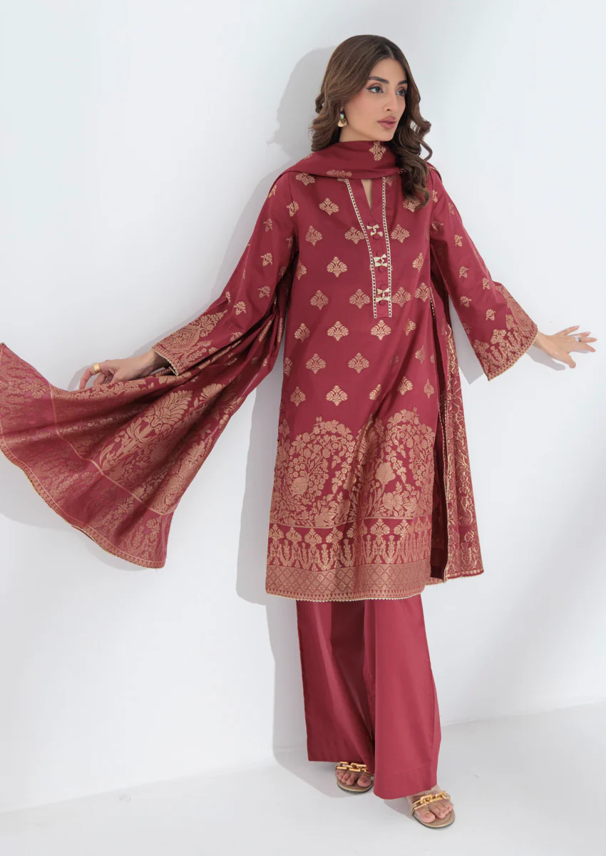 Maroon-Jacquard-3 Piece (WPS25JD3006) - Image 4