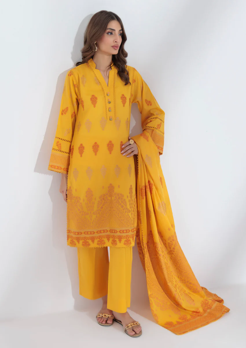 Mustard-Jacquard-3 Piece (WPS25JD3011) - Image 5
