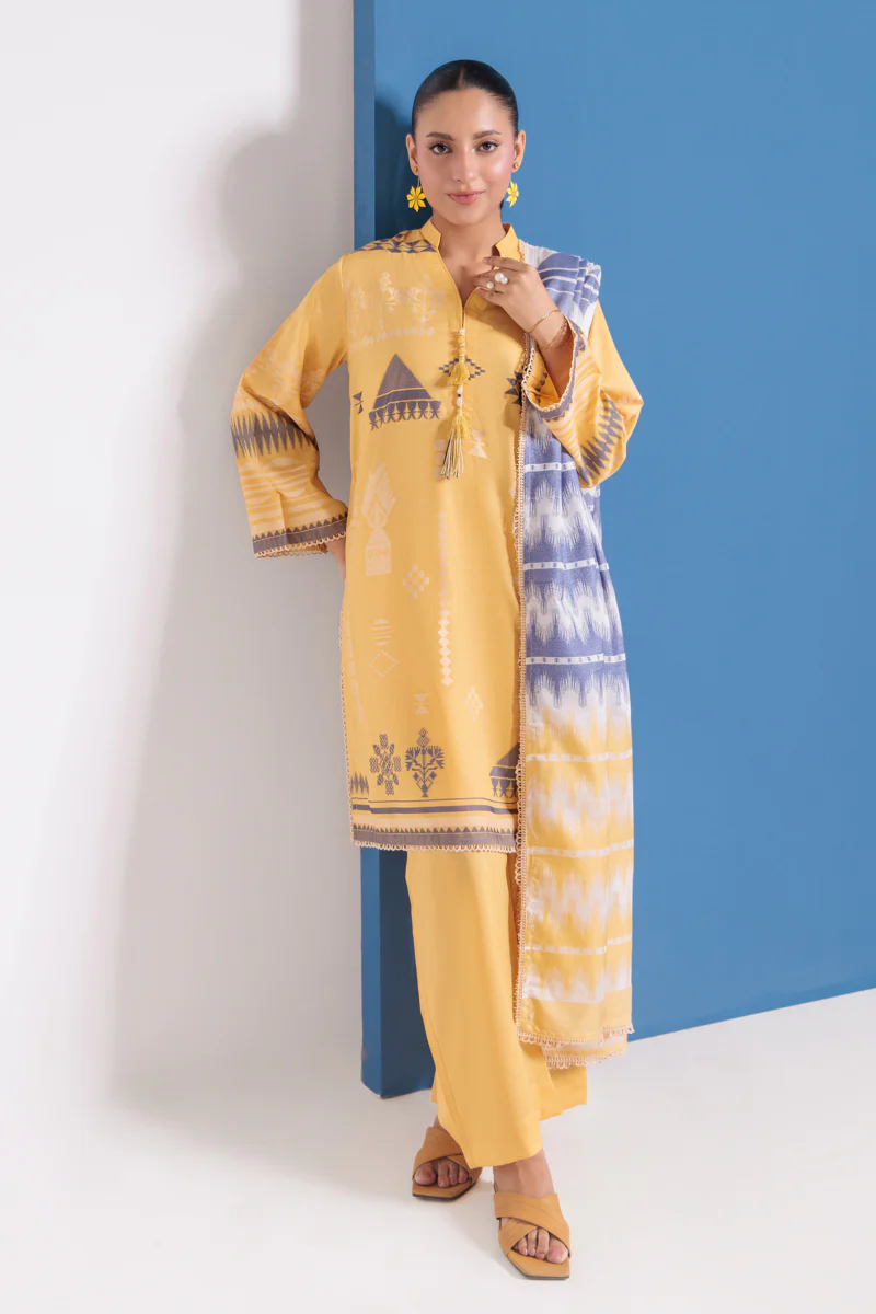 Mustard-Jacquard-3 Piece (WPS25JD3049) - Image 4