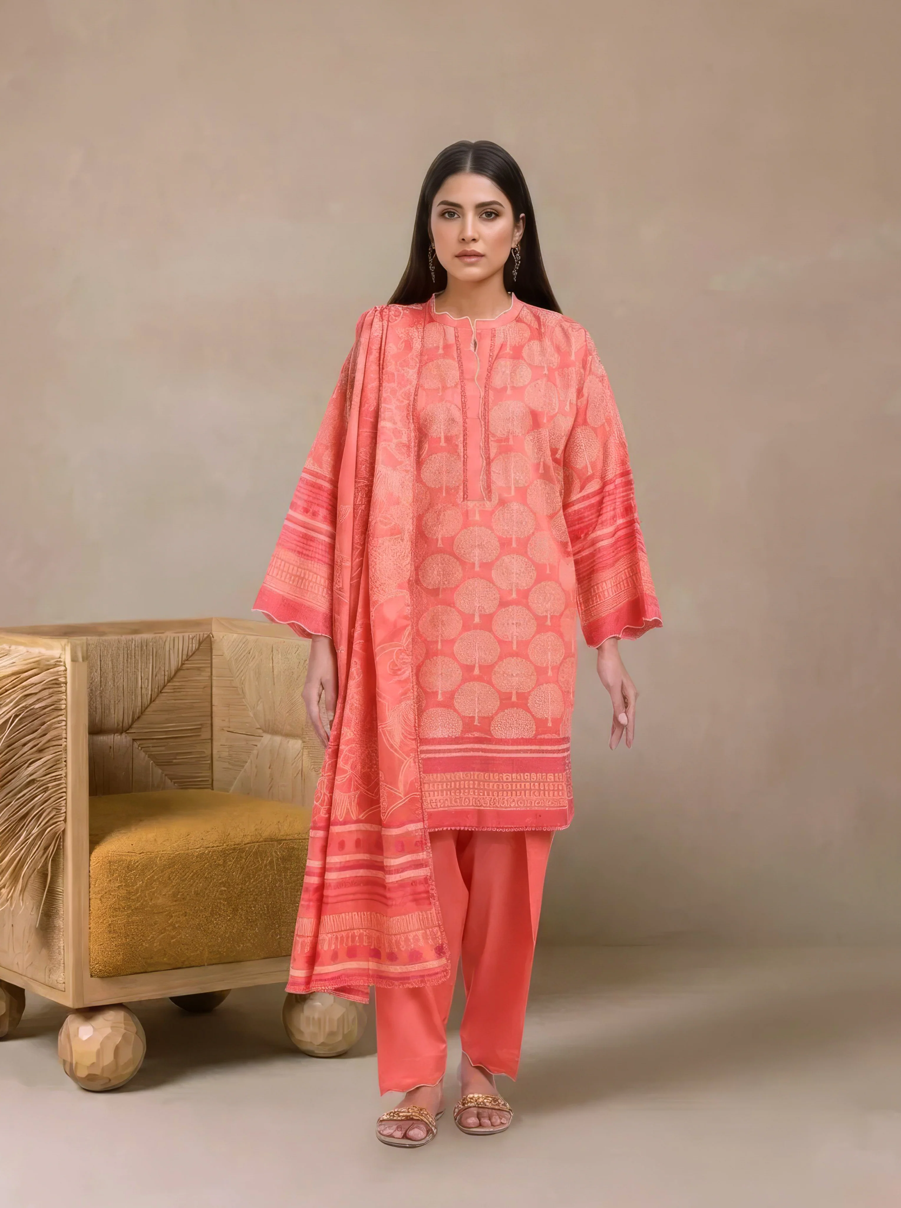 Peach-Jacquard-3 Piece (WPS25JD3060)