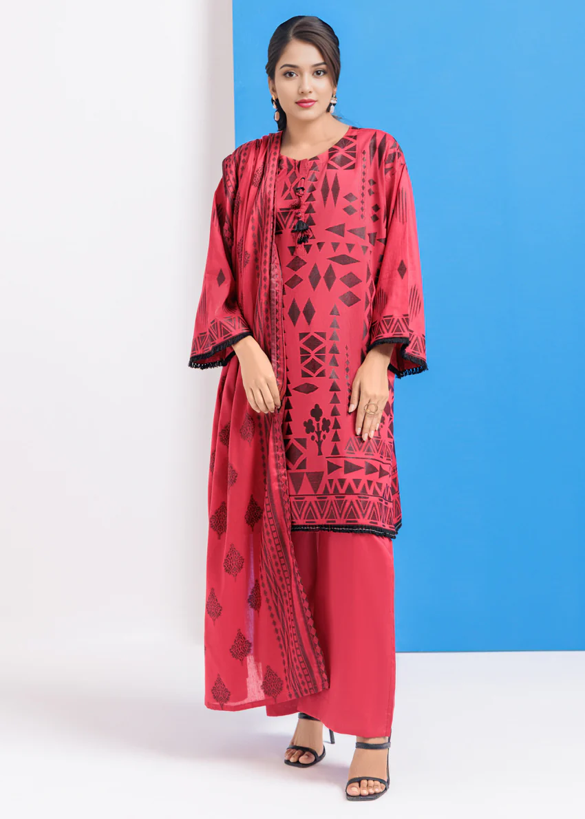 Red-Jacquard-3 Piece (WPS25JD3065) - Image 3