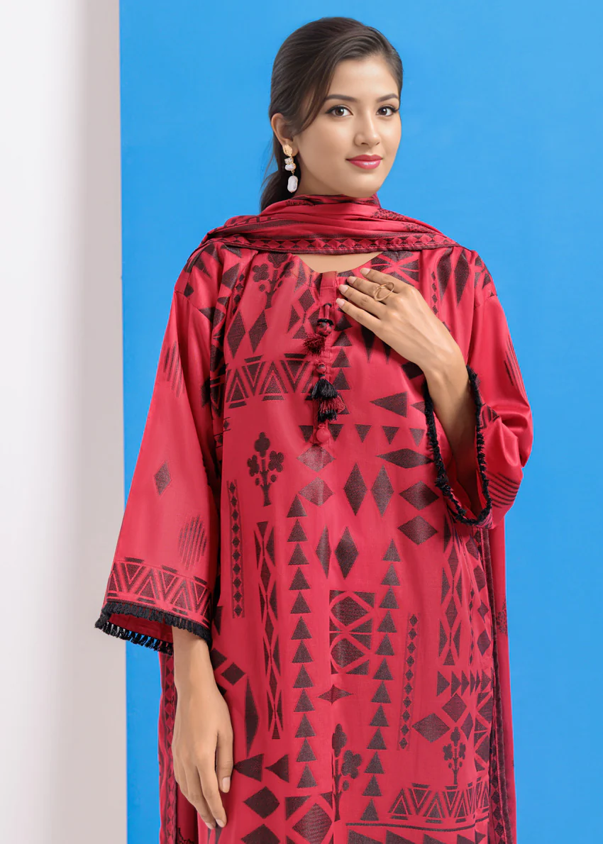 Red-Jacquard-3 Piece (WPS25JD3065) - Image 4