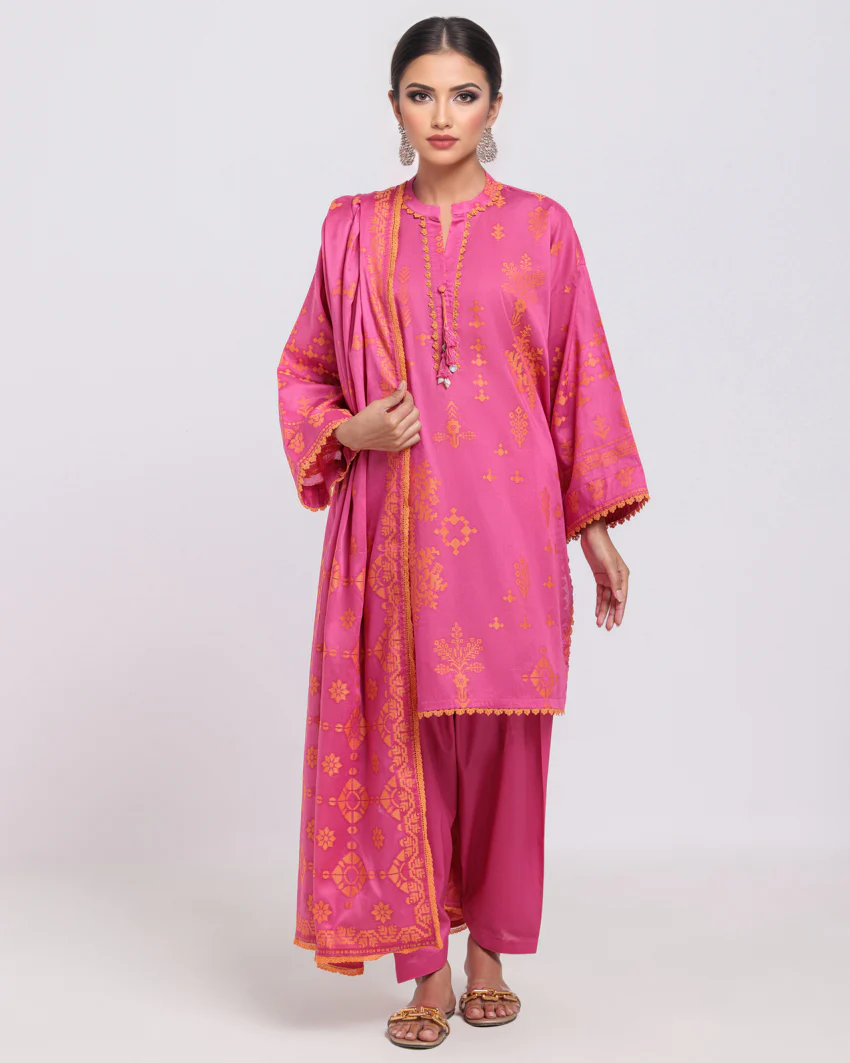 Pink-Jacquard-3 Piece (WPS25JD3068) - Image 3