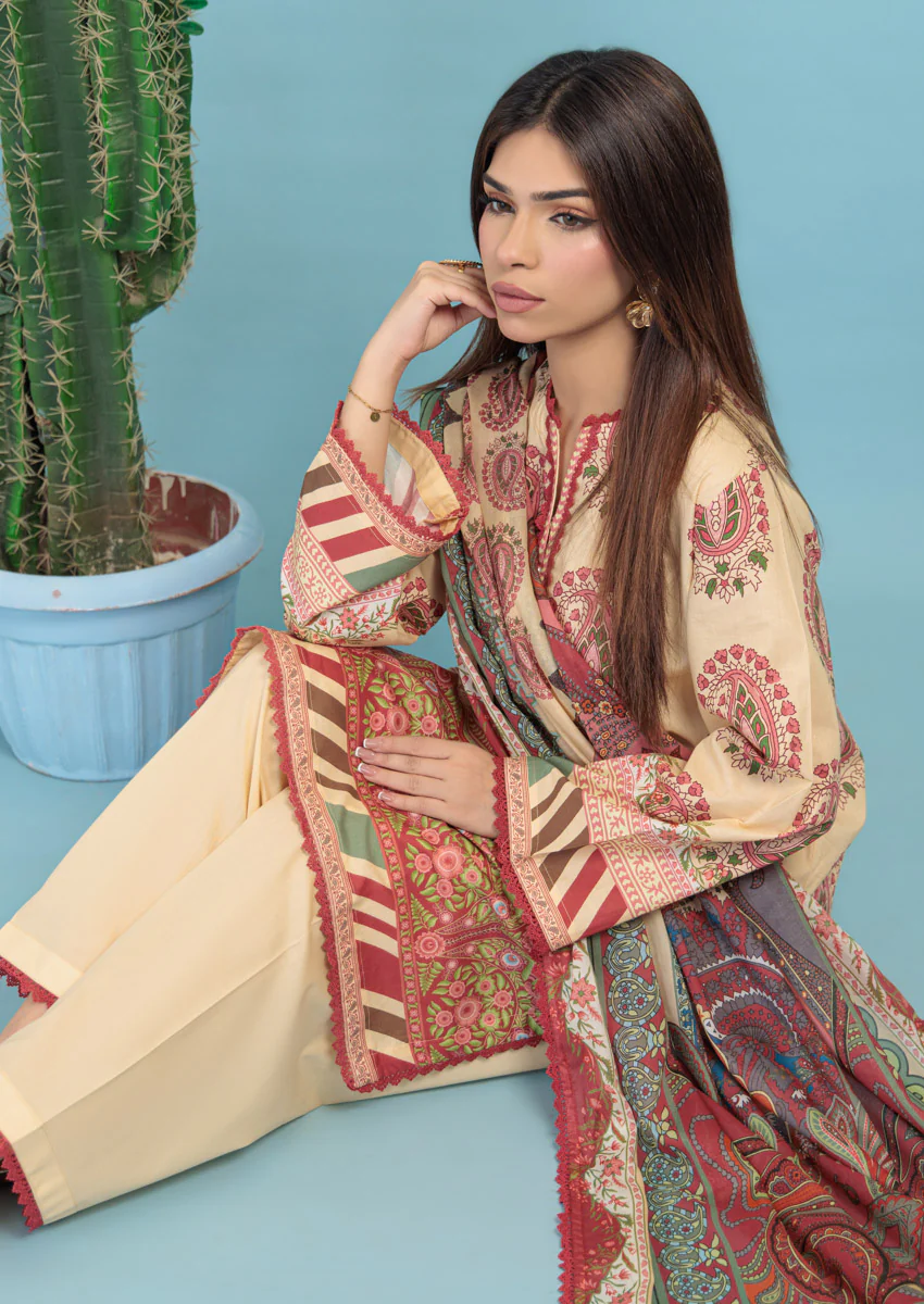 Beige-Lawn-3 Piece (WPS25P3034) - Image 3