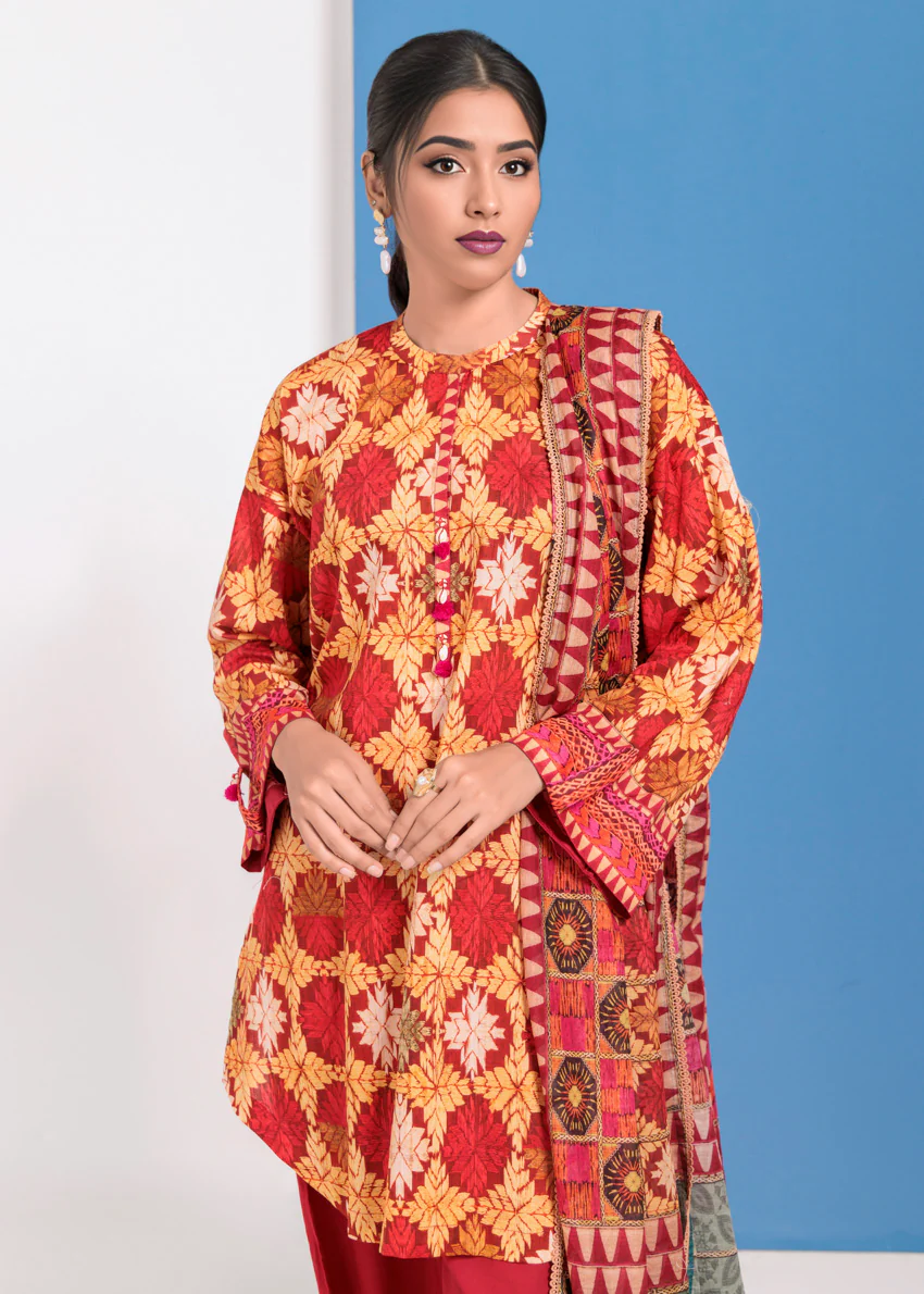 Maroon-Lawn-3 Piece (WPS25P3097) - Image 3