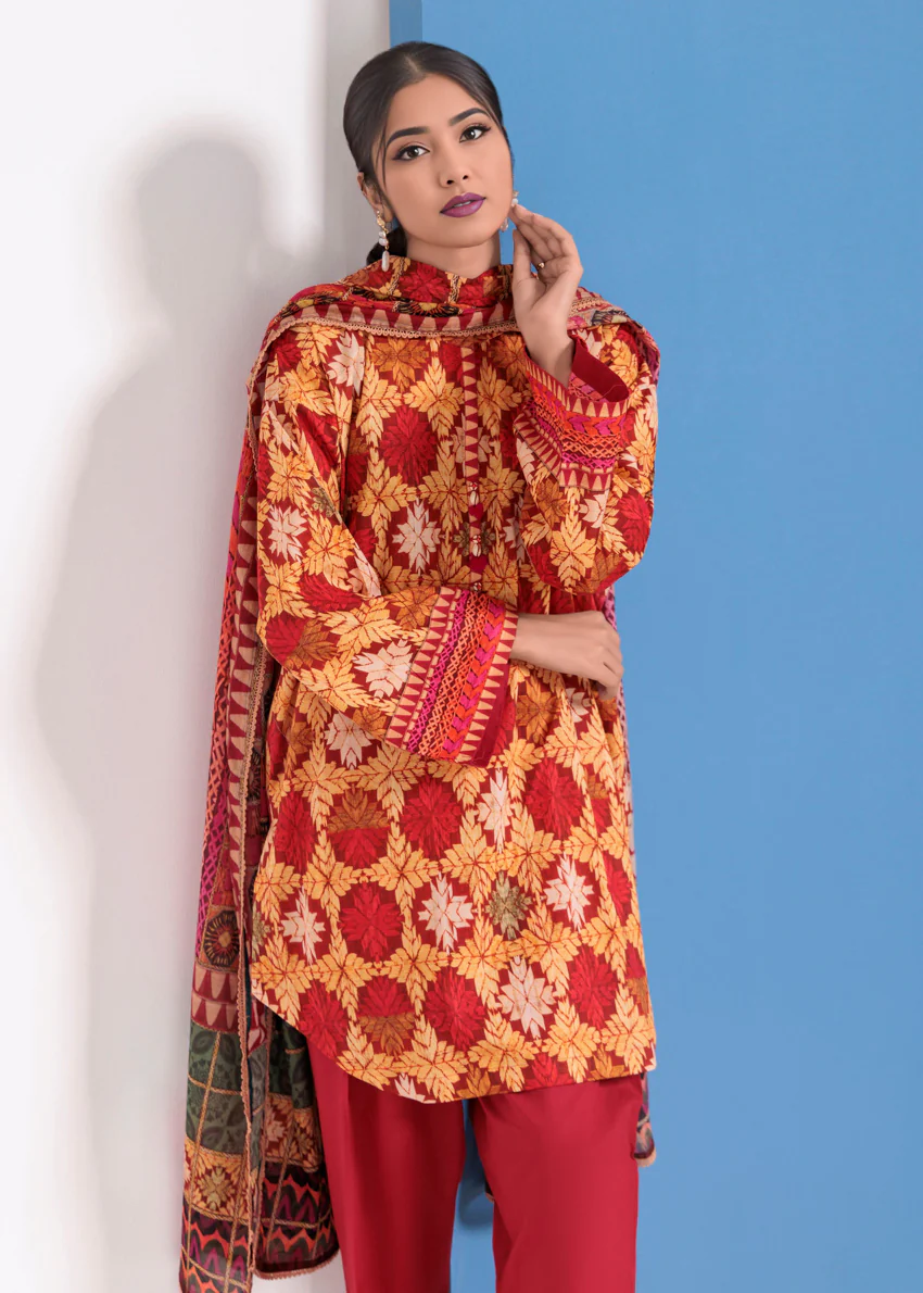 Maroon-Lawn-3 Piece (WPS25P3097) - Image 5