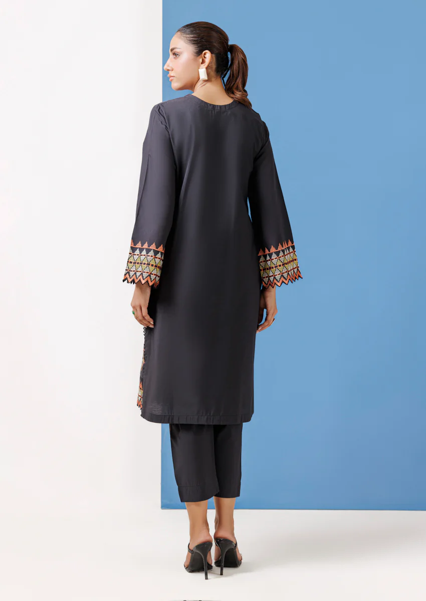 Black-Cotton Silk-2 Piece (WPS25SE2001) - Image 2