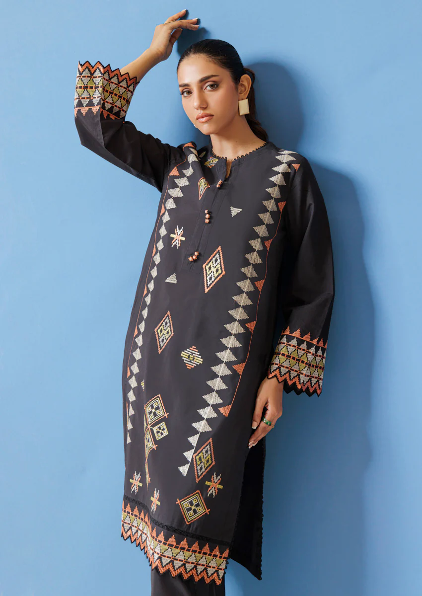 Black-Cotton Silk-2 Piece (WPS25SE2001) - Image 3