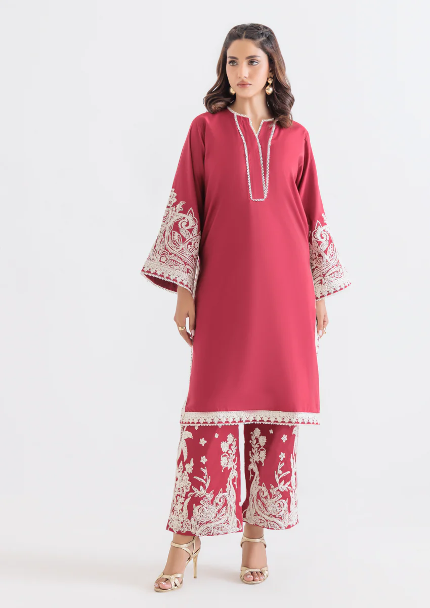 Red-Cotton Silk-2 Piece (WPS25SE2016)
