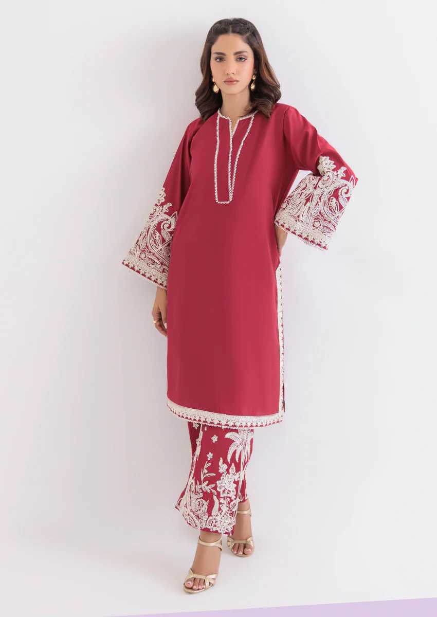 Red-Cotton Silk-2 Piece (WPS25SE2016) - Image 6