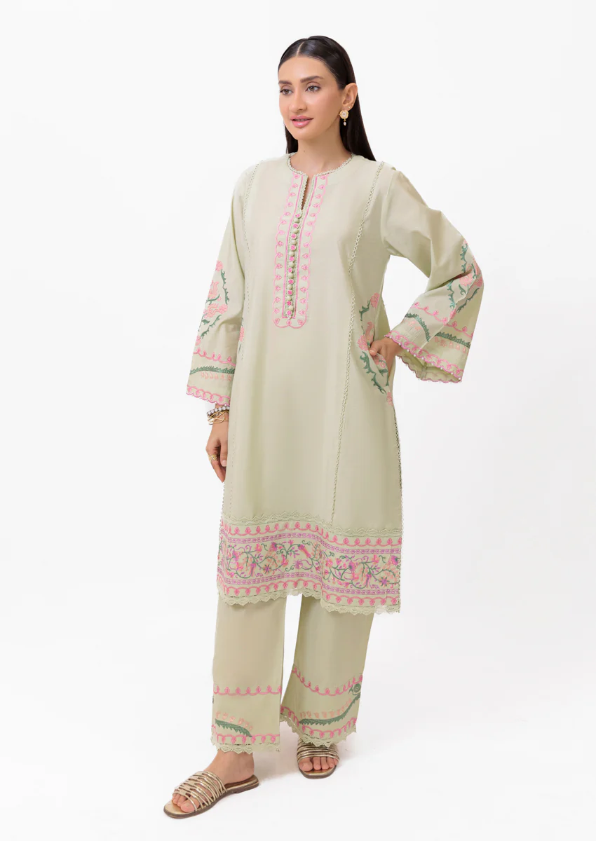 L-Green-Cotton Silk-2 Piece (WPS25SE2018) - Image 4