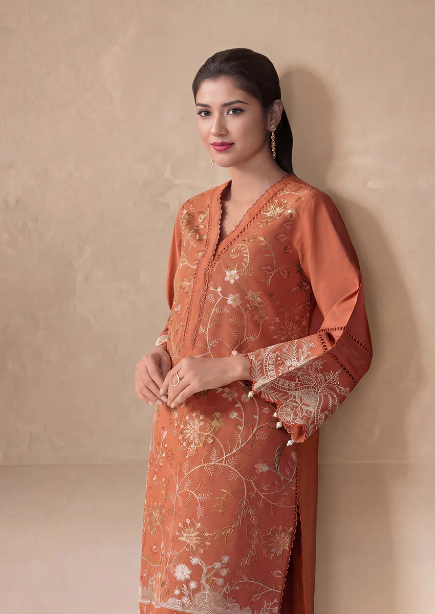 Rust-Cotton Silk-2 Piece (WPS25SE2023) - Image 2