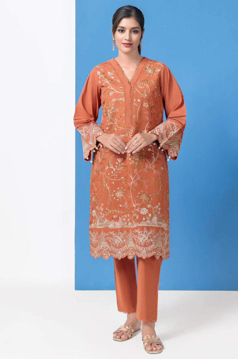 Rust-Cotton Silk-2 Piece (WPS25SE2023) - Image 3